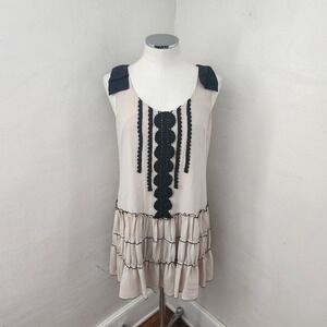 ECI New York Women Dress Beige Silk Ruffle Bow Size‎ 12